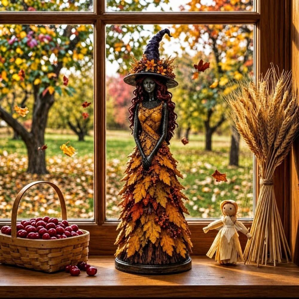 Figurina Strega Autunnale Tema Raccolta Decorazione Scrivania Decorazione Scaffale Strega Esposizione Camino