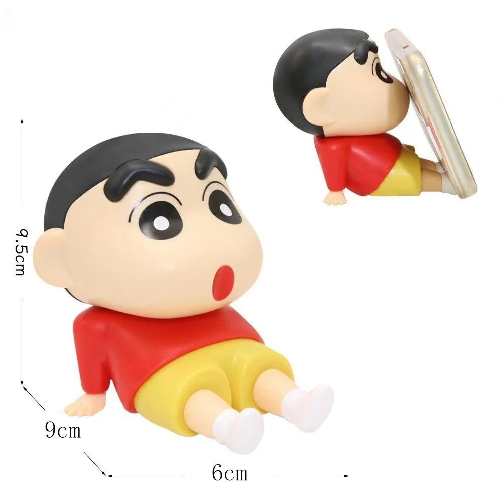 Shin-Chan Anime Phone Holder Cute Watching TV Style Stand Cartoon Ornament Kawaii Desk Decoration Doll Gift for Birthday Office