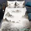 Set da letto paesaggistico in stile cinese Set copripiumino con fiori di prugno con federa Biancheria da letto Singolo Matrimoniale King Size Set piumone