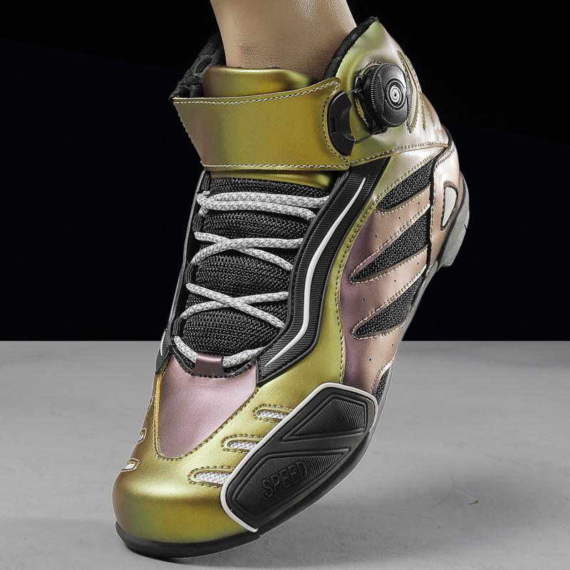JAHSEH Motorcycle Boots Adults Motorbike Riding Shoes Breathable Biker Boots Men Women Anti-Slip Motocross Rider Riding Shoes