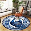 1pc Peacock Floral Round Chair mat Area Rug - Non-Slip, Floor Mat for Office, Bedroom, and Indoor Decor -1002226