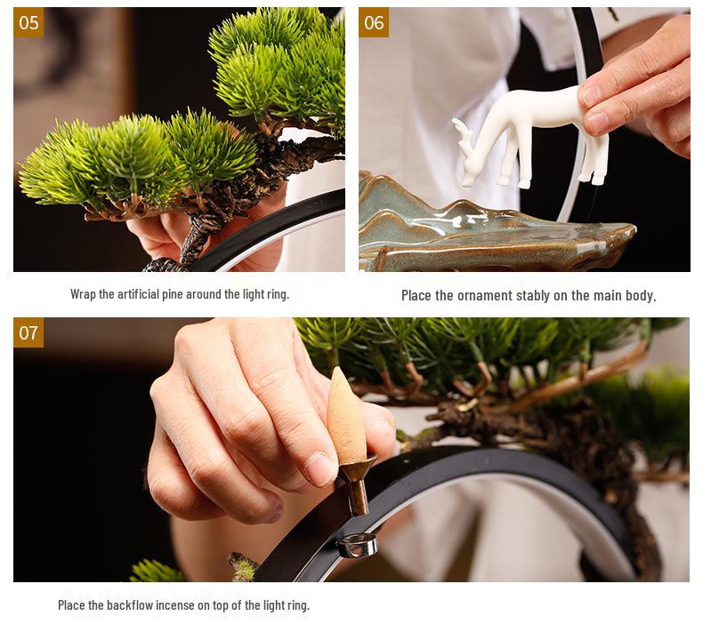 Chinese Wealth-Attracting Water Fountain with Fish Tank - Creative Ornament for Home or Office