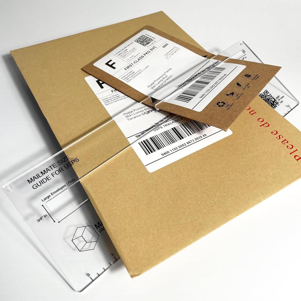 Mailmate Shipping Guide for USPS | Mail Sizer, Mail Measure, Slot Template, Letter & Envelope Size, Measuring Tool for USPS | Inc Ruler & Weights