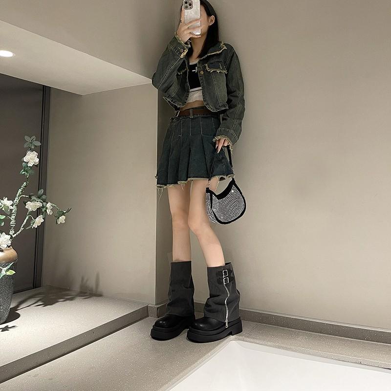 Small retro British style thick-soled high-top Martin boots women's 2025 new autumn and winter thin explosive short boots