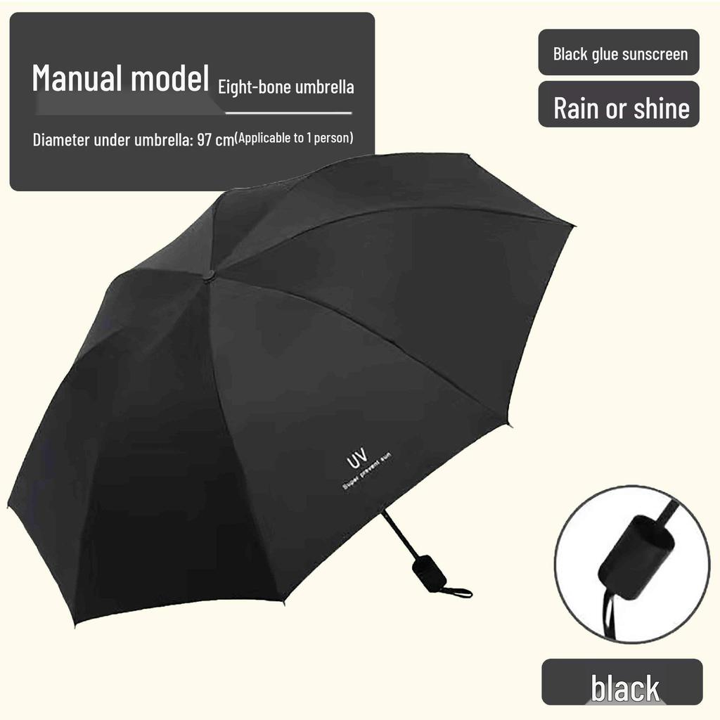 UV Protection Sun & Rain Foldable Umbrella with Black Coating for Students