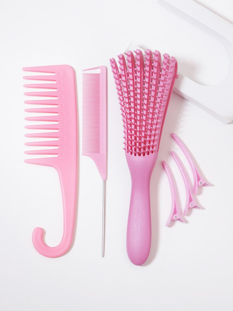 6pcs/set of anti-static hair comb wide toothed comb eight claw massage hair comb smooth hair clip set Special for real hair wigs