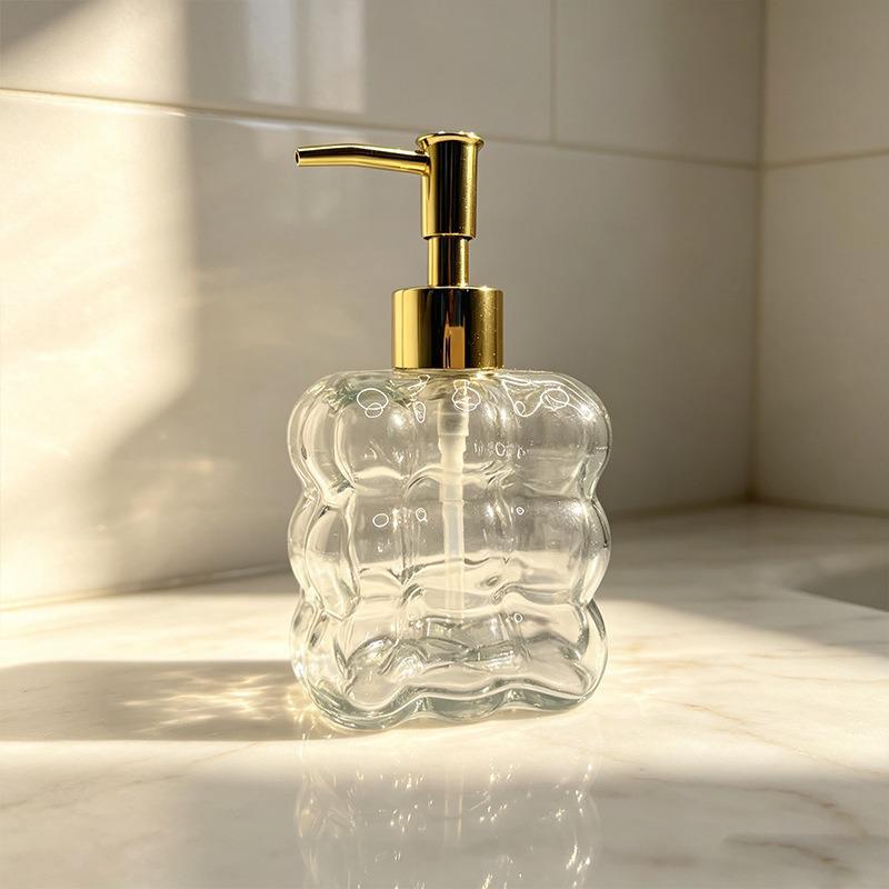 Press-Type Glass Dispenser Bottle for Home or Hotel - Ideal for Hand Soap, Shower Gel, and Lotion.