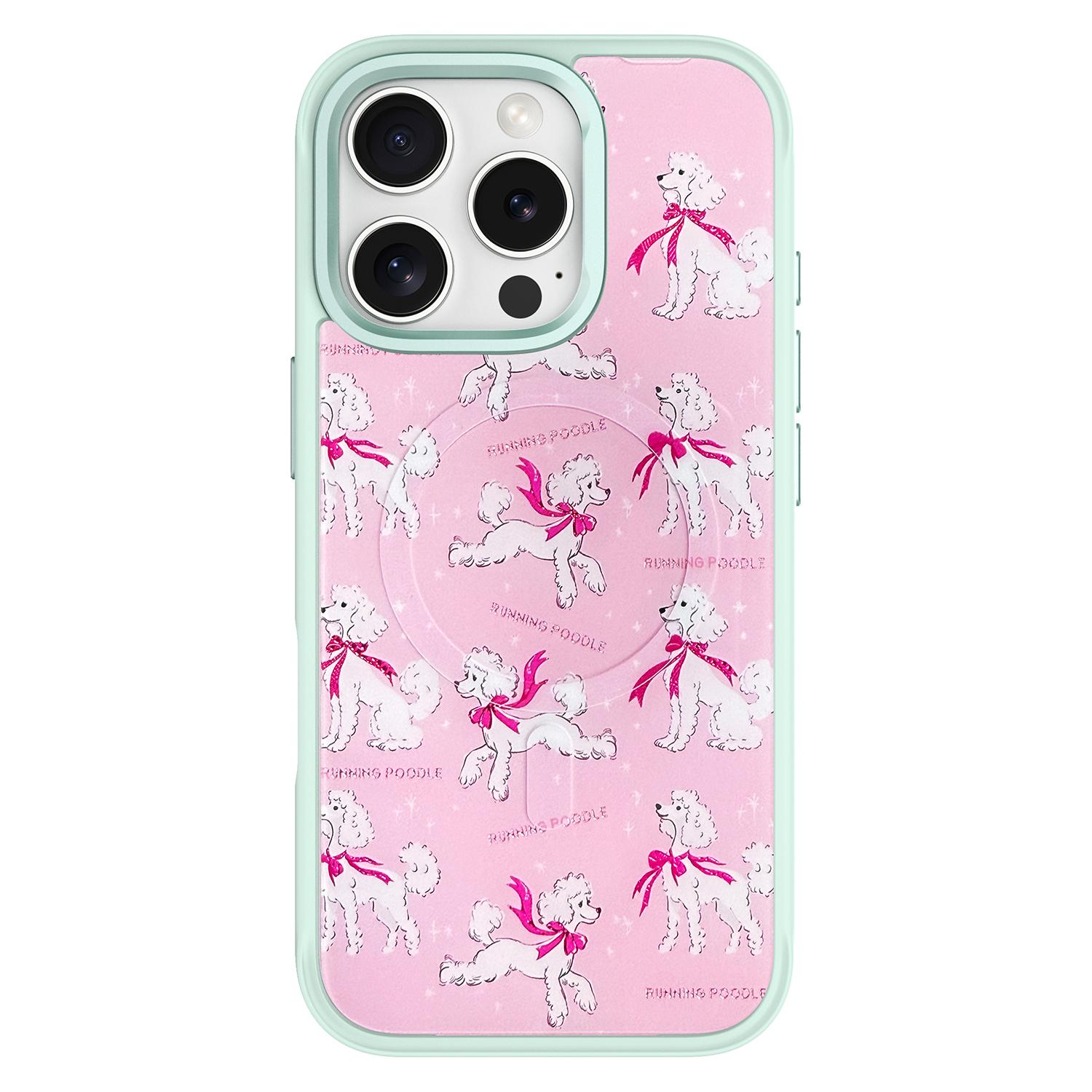 For iPhone 16 Pro Magnetic Case TPU PC Phone Cover with Detachable Running Dog Backplate A