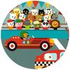 DJECO Racing Car Jigsaw Puzzle featuring a racing car and rabbit. Perfect for ages 3-4, boys and girls, toddlers, babies, and preschoolers. A great