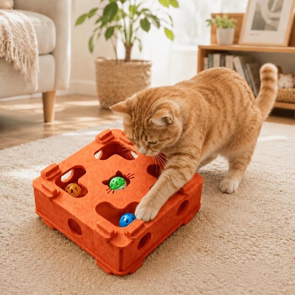 Bite Resistant Cat Maze Play Box Felt Cat Teaser Box Funny Interactive Cat Toy Kitten
