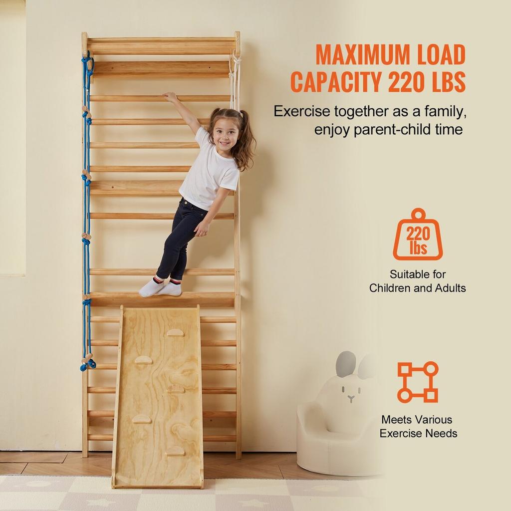 Schwedische Sprossenwand Kletterwand 5 in 1 Holz Indoor Spielplatz Kletterspielzeug