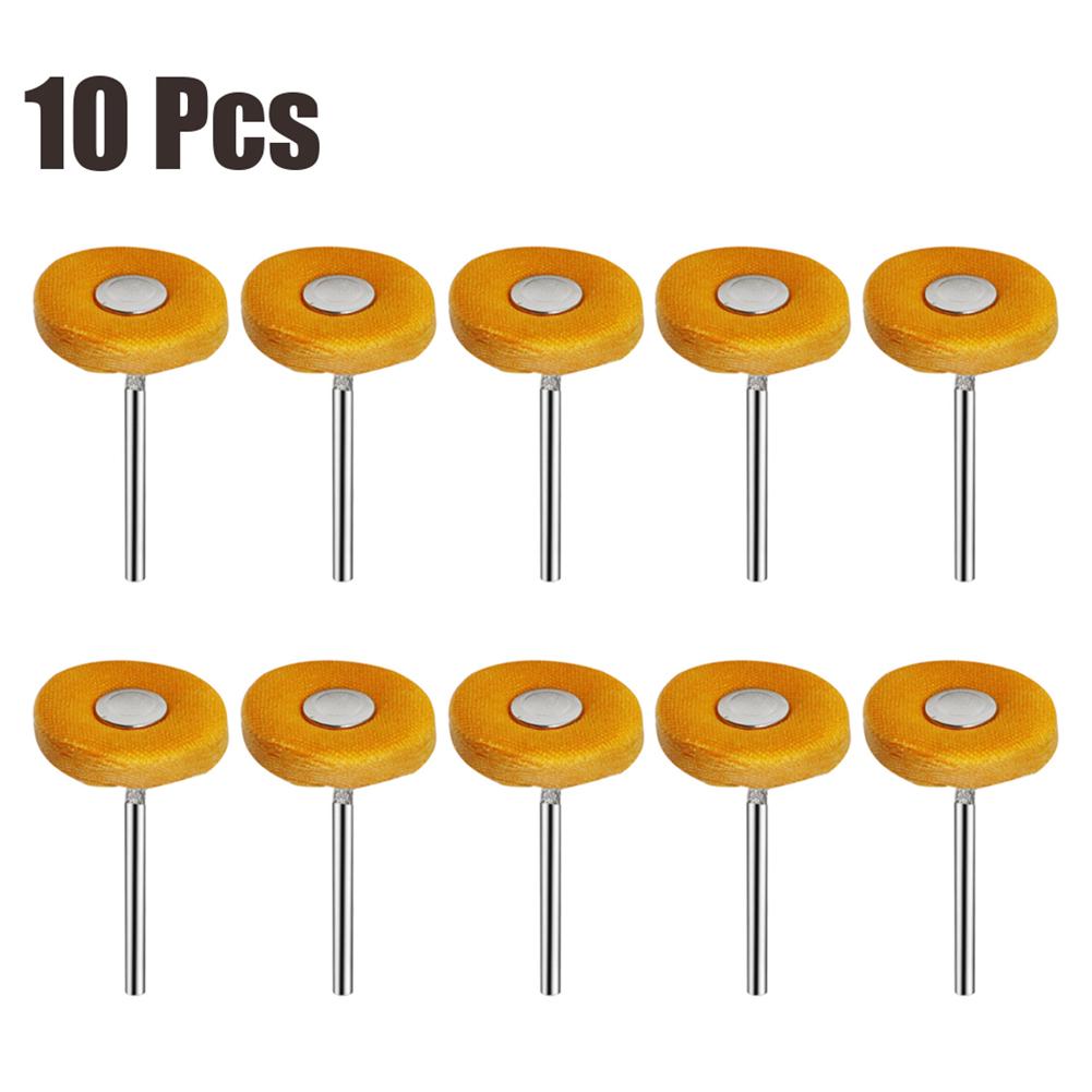 

10pcs Cloth Polishing Wheel Set for Rotary Tools 3mm Shank - Fine Buffing Pads for Jewelry Metal Polishing & Precision Parts жовтий