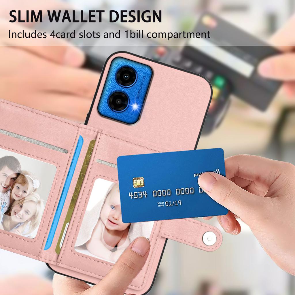 For Motorola Moto G34 5G/Motorola Moto G45 5G Case RFID Blocking Card Holder Kickstand TPU+PU Leather Phone Back Cover