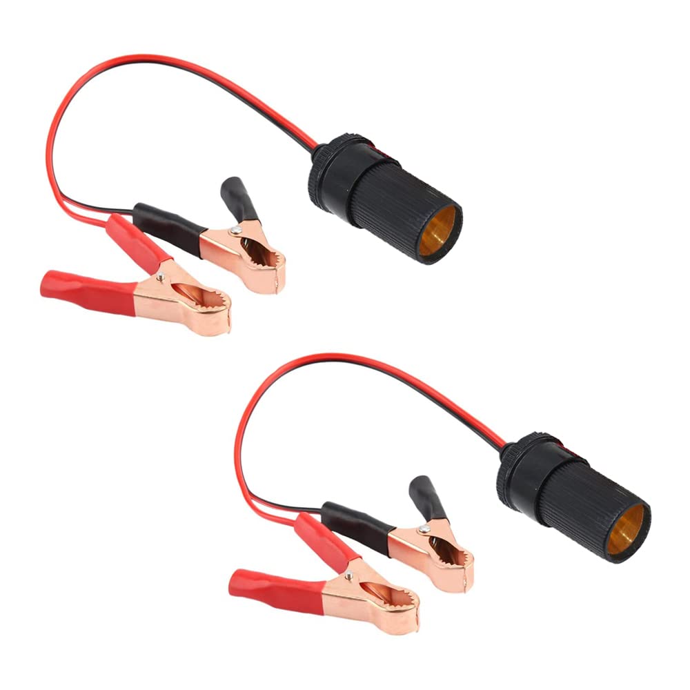 

[2 pieces] Cigarette socket cable for inverter Car battery connection Cigarette socket cable Copper plated 50A High output alligator clip Direct