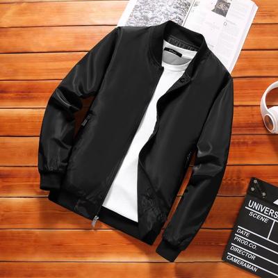 Frühling und Herbst Herren Jacke Mantel einfache solide Baseball Hals Reißverschluss Windbreaker Mantel Fahrradmantel