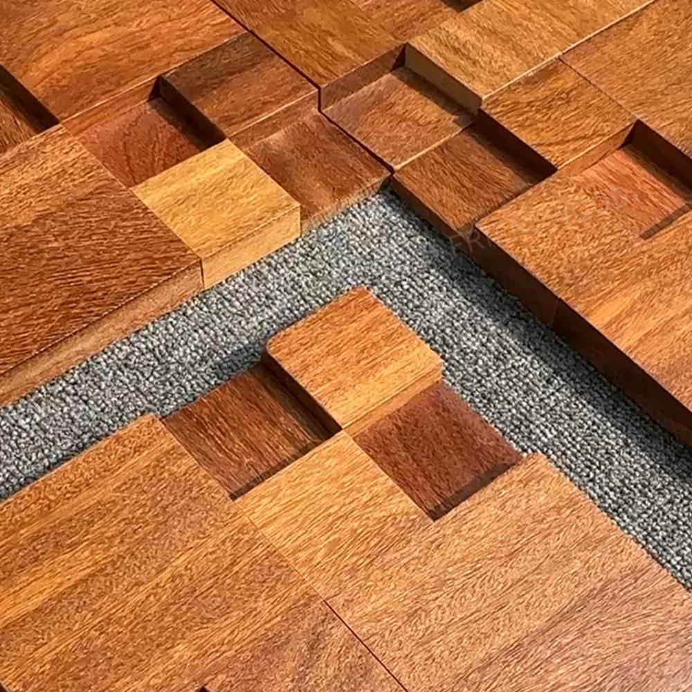 Solid Wood Concave and Convex Three-dimensional Small Square Background Wall Hanging Dining Room Coffee Living Room Wall Decor