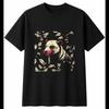 Graphic Tasmanian Devil with Roses Wildlife Mens T-Shirt Black 100% Cotton Tee