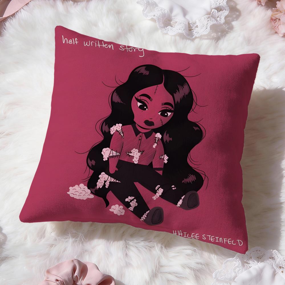 h-Hailee Steinfeld Cushion Cover Premium Comfort Reversible Pillow Cove -Two In One Design for Any Room & Car Interior