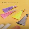 8cm Small Silk Tassel Earrings Pendant Charms Crafts Silver End Caps Tassels Brush for DIY Jewelry Making Accessories 5pc