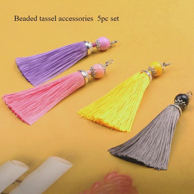8cm Small Silk Tassel Earrings Pendant Charms Crafts Silver End Caps Tassels Brush for DIY Jewelry Making Accessories 5pc