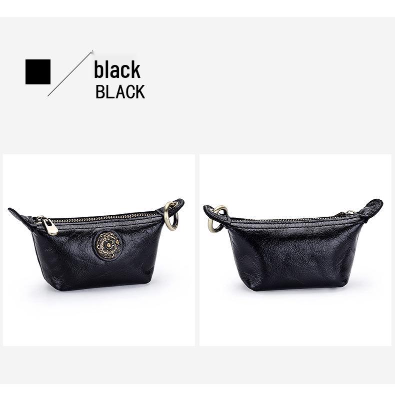 Women's Small Retro Cowhide Coin Purse & Lipstick Key Holder