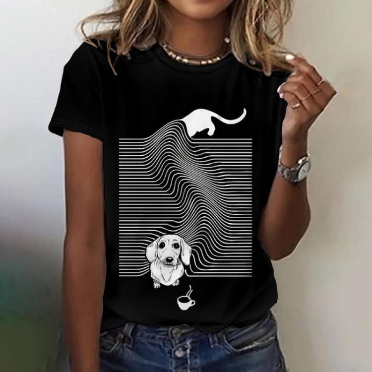 Kawaii Funny Animal Graphic Women's T Shirts Casual Oversize Short Sleeve Top Female Fashion Clothing Ladies
