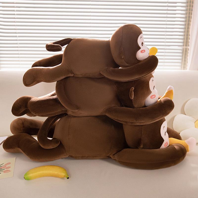 Cute Banana Monkey Plush Toy & Pillow with Long Arms - Multifunctional Curtain Holder