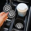 For VW Car Coasters Water Cup Slots Non-Slip Mat Waterproof Water Cup Mat Drink Pad For Volkswagen Golf Polo Tiguan T-ROC Hub Cap