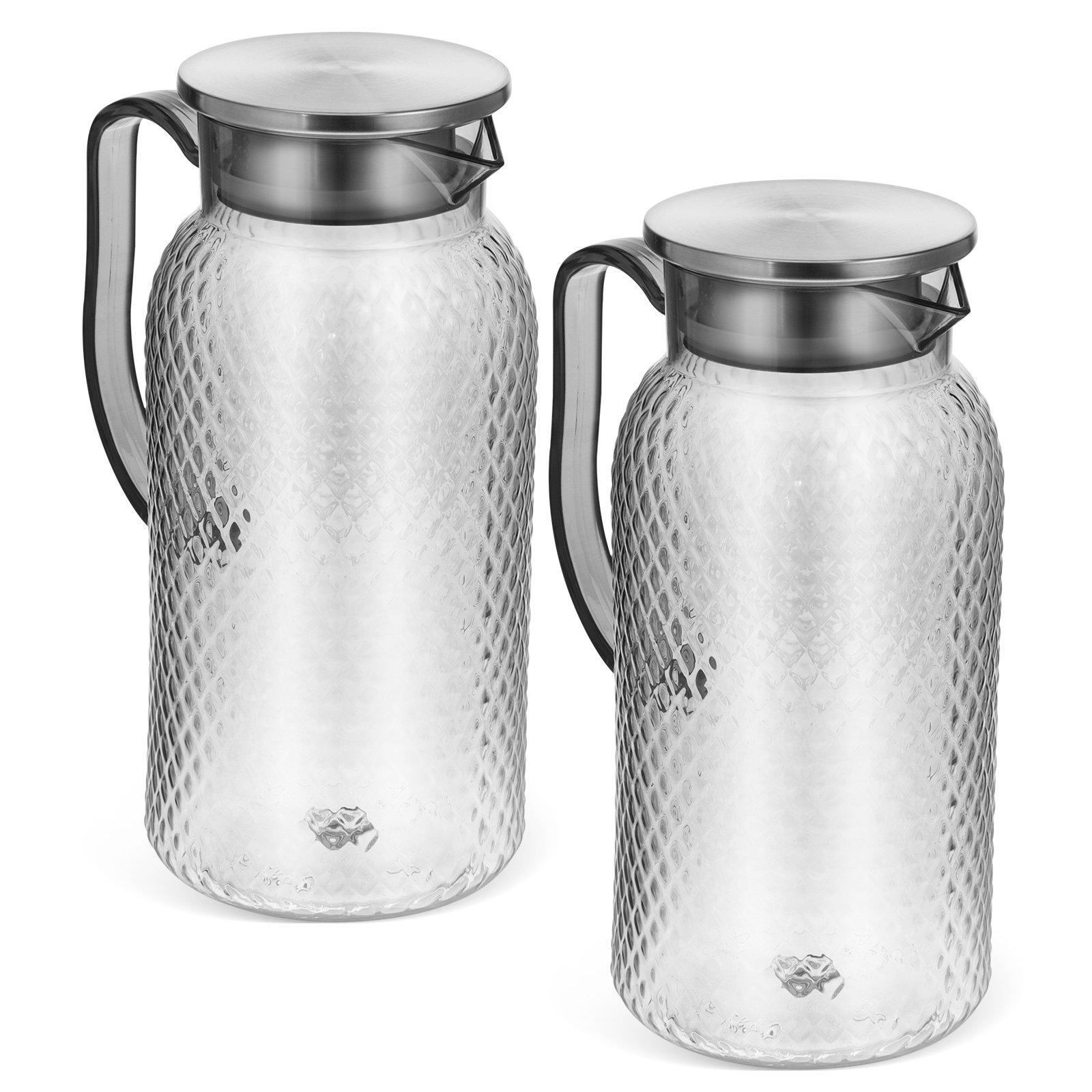 2Pcs Acrylic Juice Pitchers Plastic Sturdy Juice Jugs Large Capacity Storage Bottles for Fridge Tea Coffee Drink Containers with other
