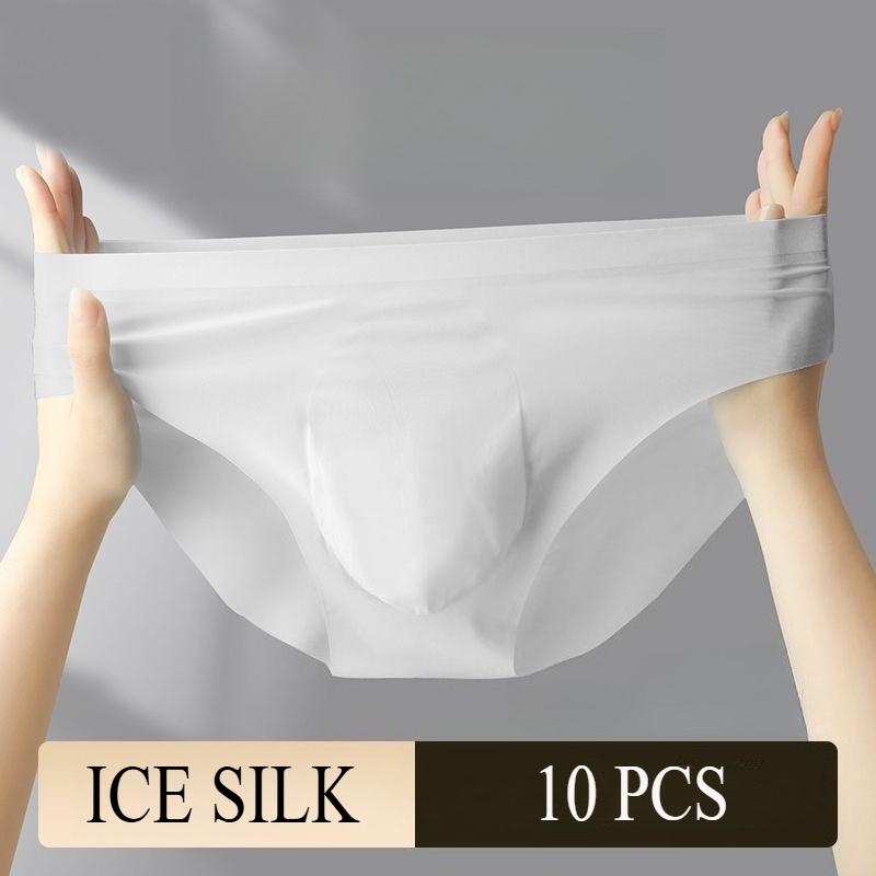 10 ks/lot Pánské spodní prádlo Ledové hedvábí Letní slipy Průhledné Sexy Trendy Prodyšné spodní prádlo Ultratenké Bezešvé kalhotky