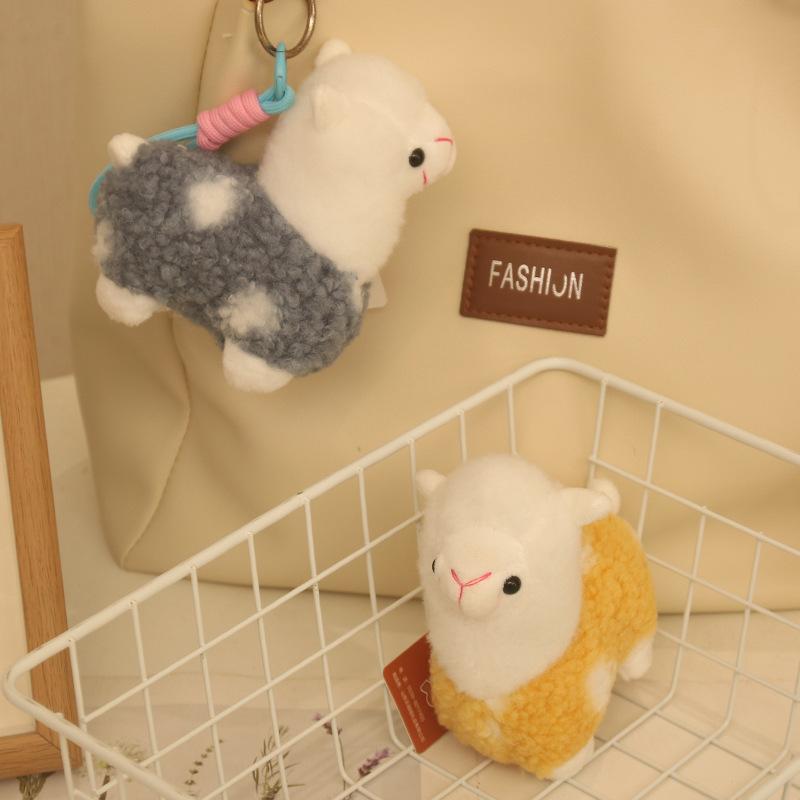 Cartoon Alpaca Doll Plush Toy PP Cotton Filled Customizable Logo 12cm Cotton Pendant Bag Hanging Keychain Gift Giving Multi-Age