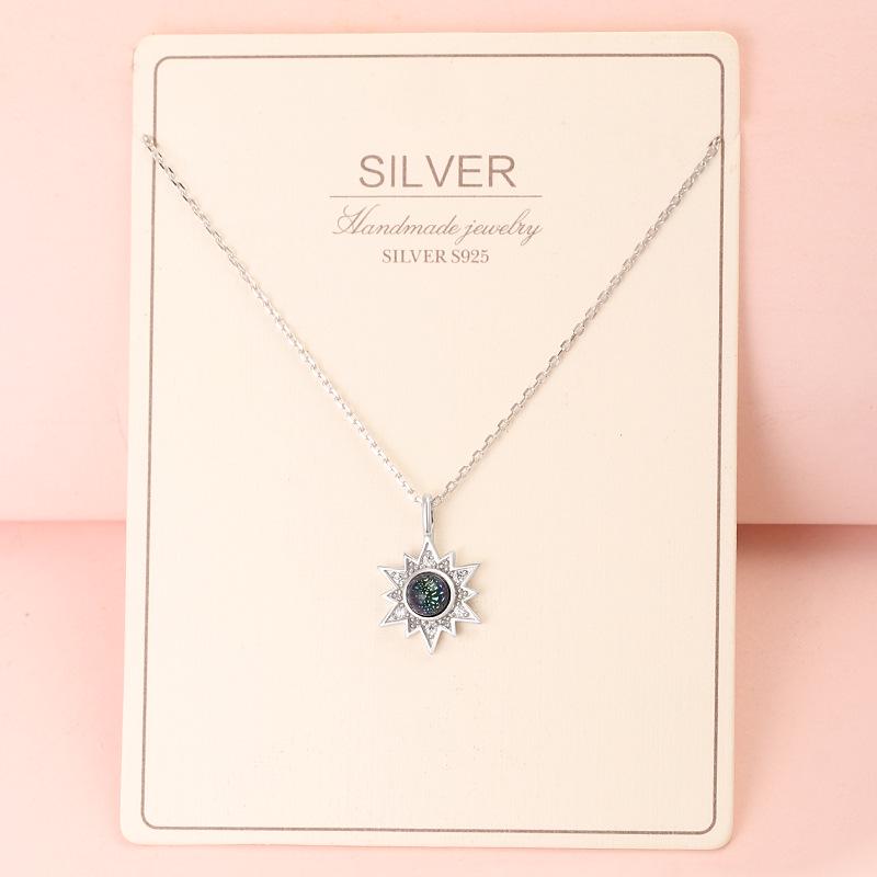 S925 Sterling Silver Blue Planet Sunflower Necklace - Women s Light Luxury Clavicle Chain 925 Silver