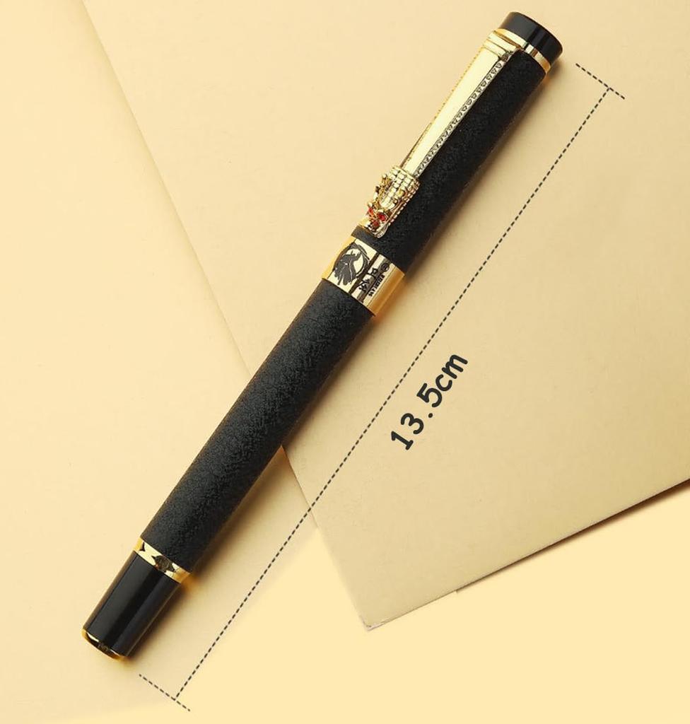 Ranvi Golden Dragon Red Crystal Eyes Fountain Gift Pen with Fine Mixed 7 Pens Pen, Converter, Nib, Colors,