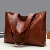 Vintage Brown Leather Tote Bag, Large Capacity Shoulder Handbag with Soft Texture, Durable for Women Work Daily Commute