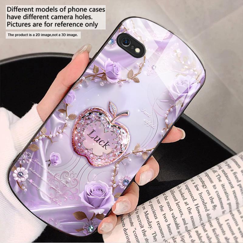 Lucky and Romantic Love For iPhone 17 16 15 14 13 Plus 12 Mini 11 Pro Max XR Xs Max X 7 8 6S 22 20 Elliptical Glass Phone Case