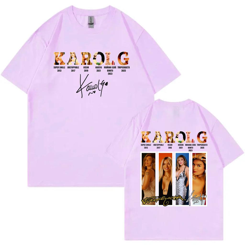 Singer Karol G Double Sided Graphic T Shirts High Streetr Fashion Trend Short Sleeve Tshirts Unisex Unisex Casual Cotton Tshirt