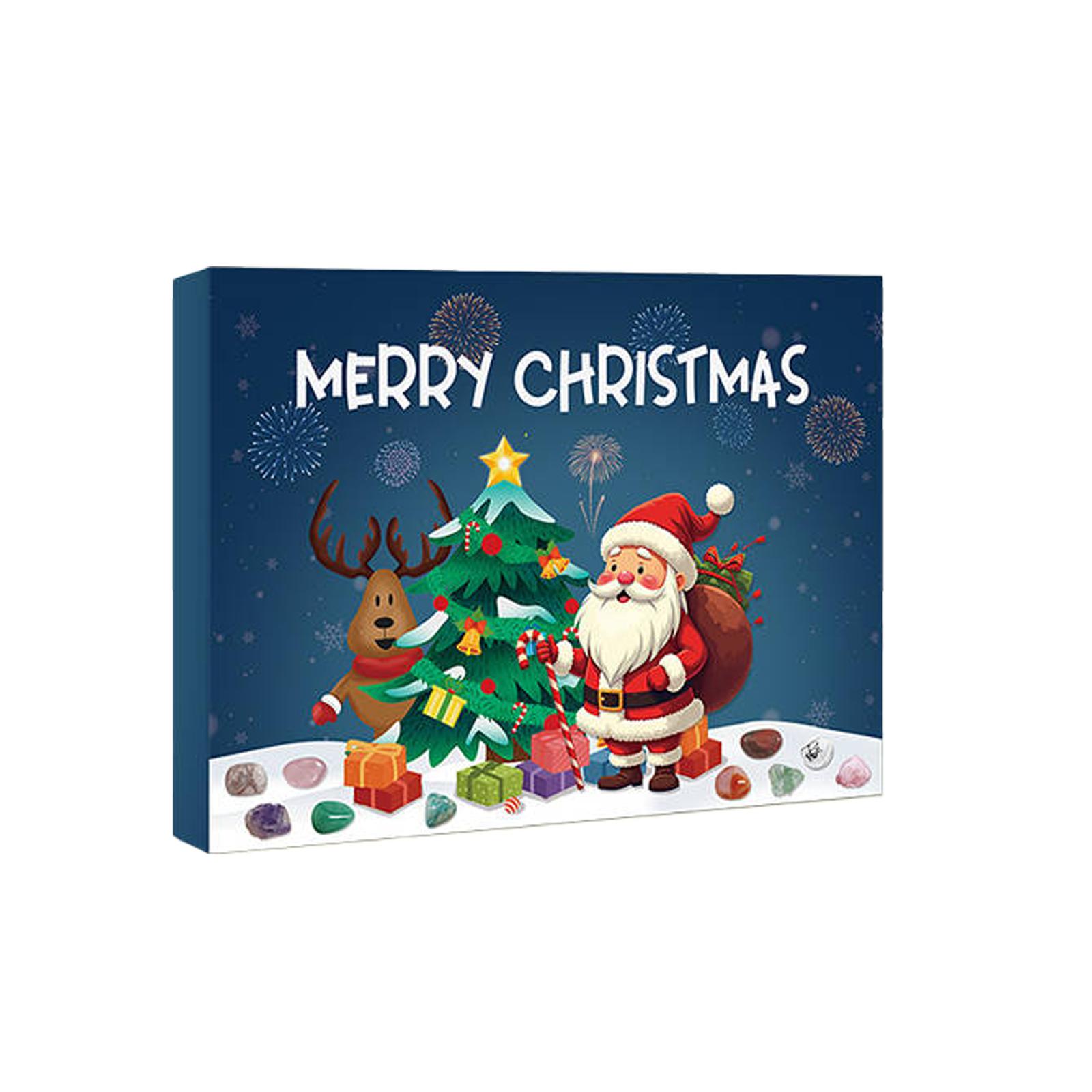 

С РОЖДЕСТВОМ Кристальный Адвент-календарь для детей, 24 натуральных драгоценных камня Камни Адвент-календарь с географическими драгоценными камнями, породами и минералами One Size