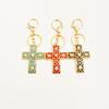 Rhinestone Cross Charm Keychain & Pendant - Vintage Style
