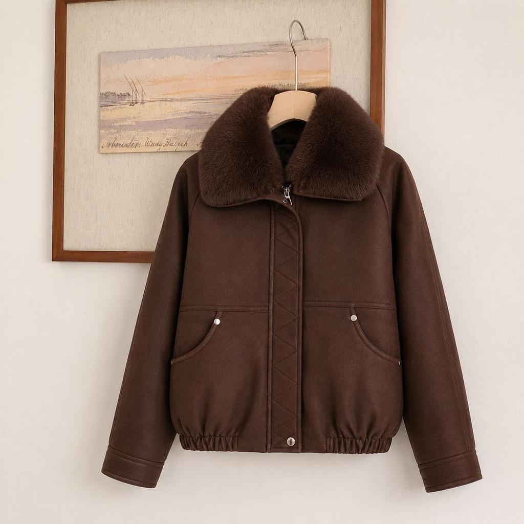 Removable large fur collar warm thickened cotton coat women's winter new loose pie overcome cotton clothes