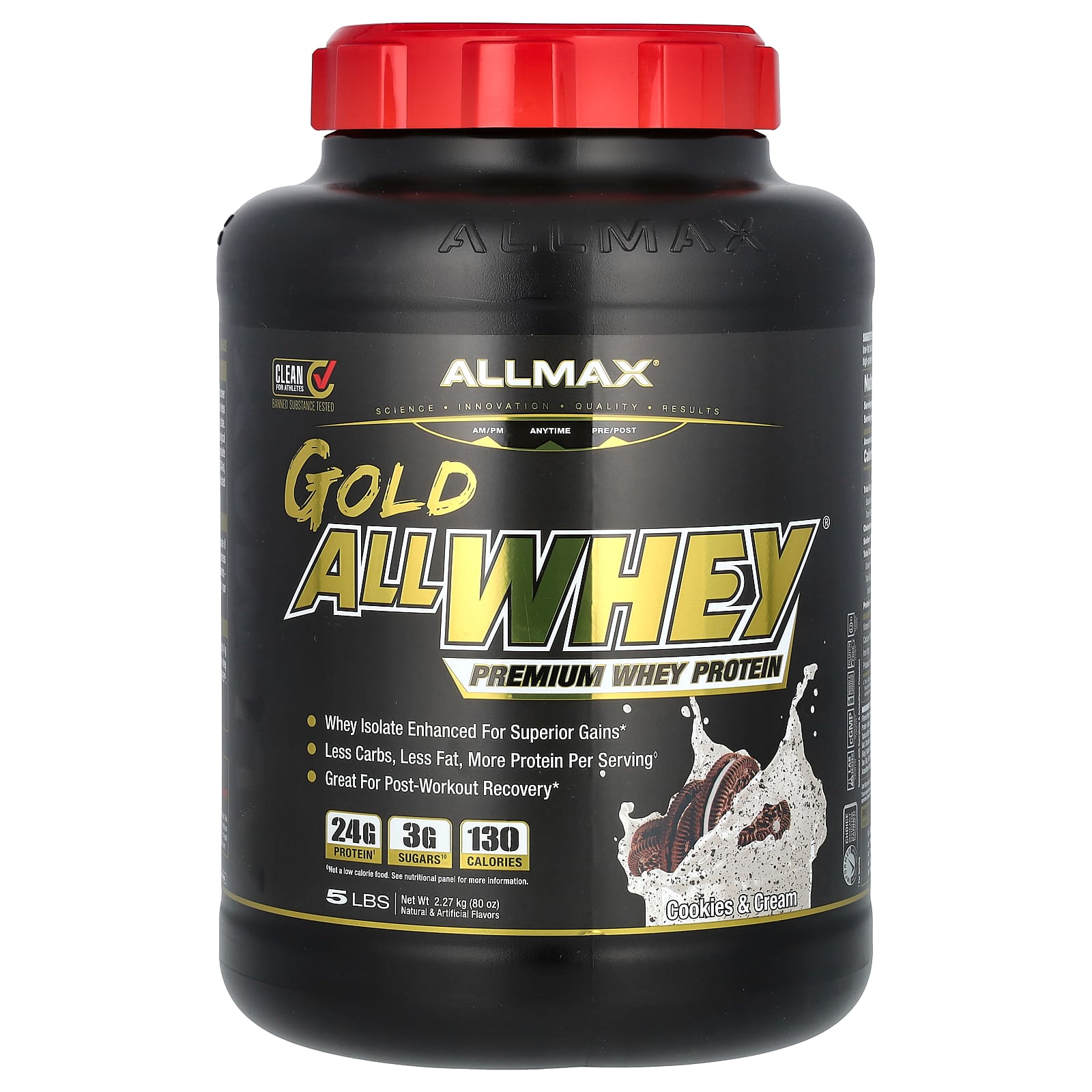 

Gold Allwhey, Premium Whey Protein, Cookies & Cream Flavor, 2.27Kg(5Lb)