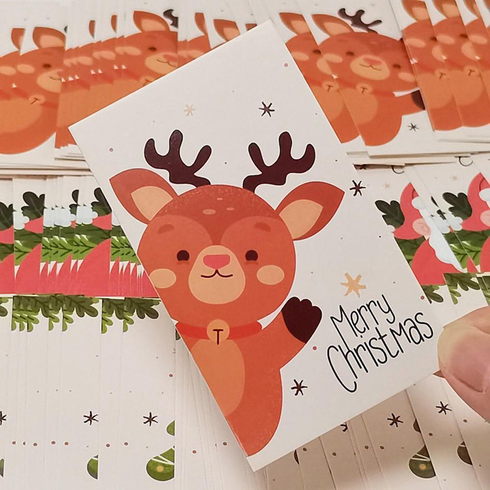 30Pcs Merry Christmas Gift Cards Greeting Card Christmas Tree Stickers Cute Design For 2022 New Year Gift decoration card