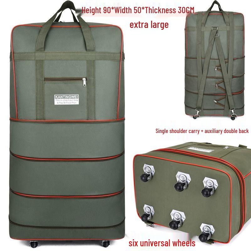 158L Aviation Large Capacity Rolling Travel Bag - Foldable Wheeled Luggage Storage, Oxford Cloth