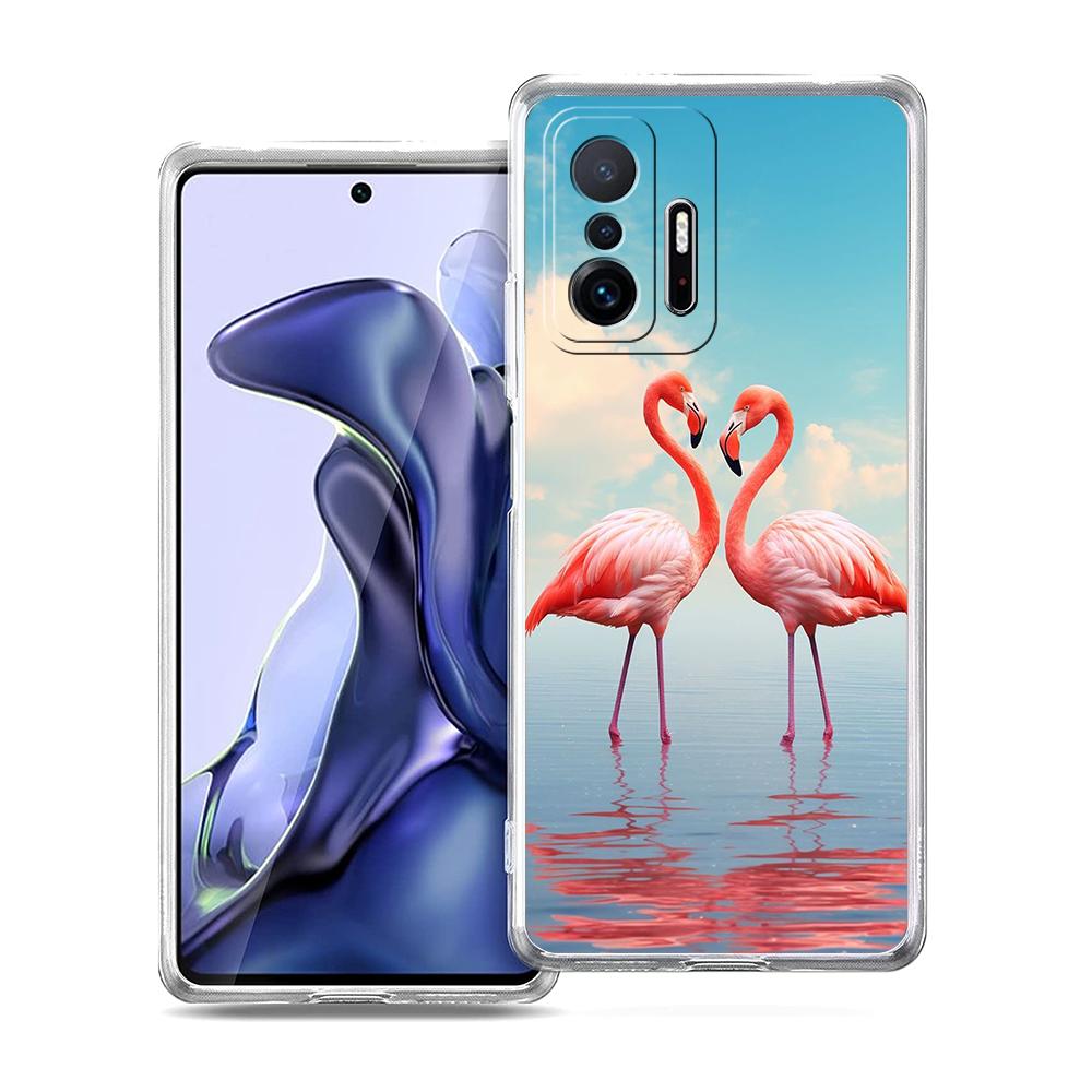 Flamingo Transparent Phone Case for Xiaomi Mi 14 13 12 11 Ultra 13T 12T 11T Poco X3 NFC F3 F6 Pro Lite 5G Soft TPU Shell Capas