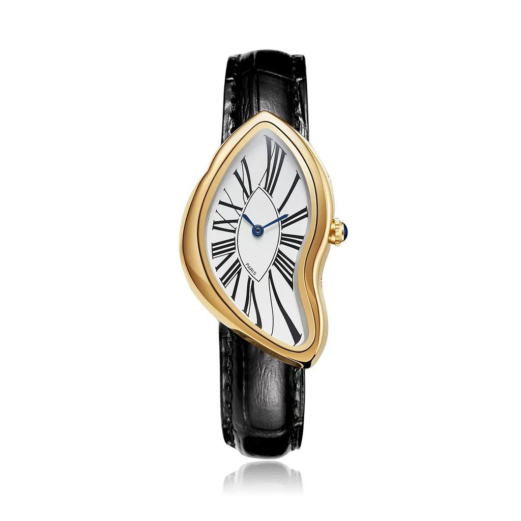 New Shape Quartz Men's Watch Y2k Style Twisted Case 2025 Trendy Personalized Niche Design Watch Leather Waterproof Watch Clock