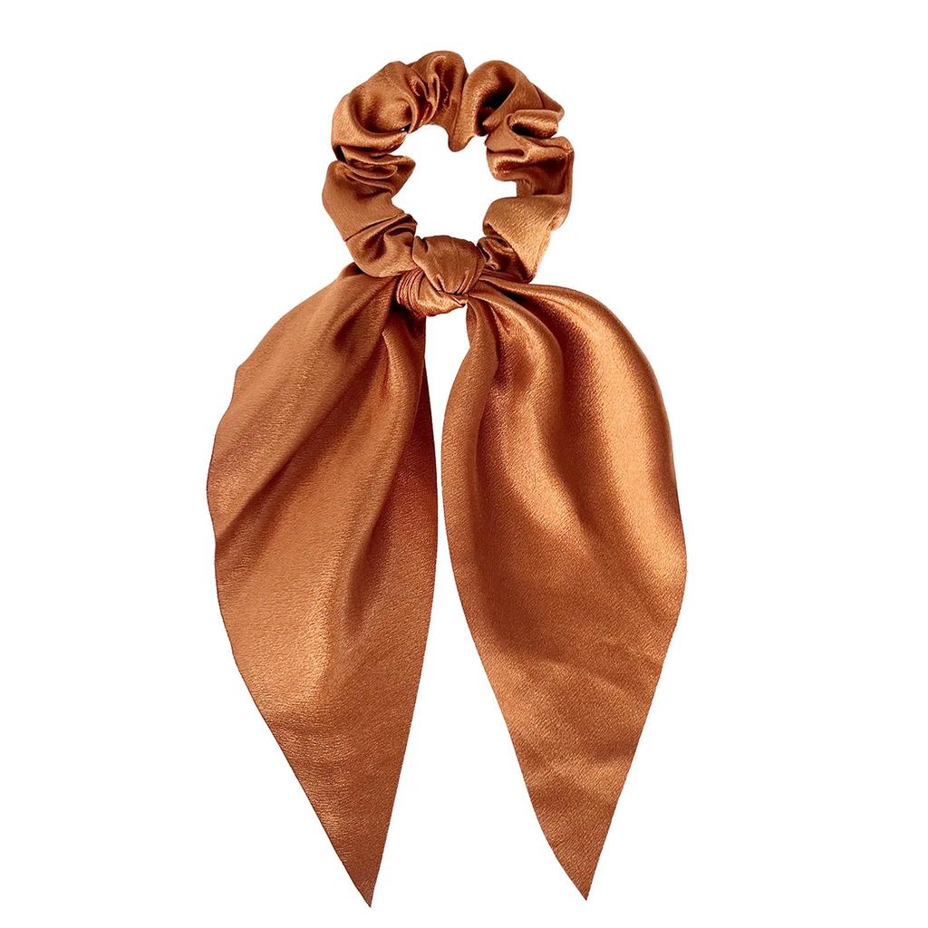 1 Stück Satin Langes Band Scrunchies Damen Mädchen Elastisches Gummi Schleife Haargummis Pferdeschwanzhalter Haaraccessoires