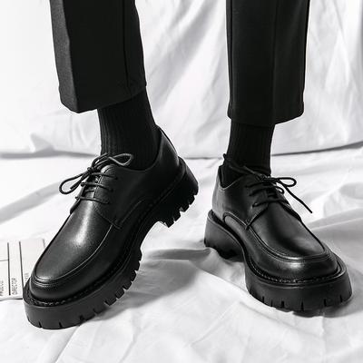 Uomo Streetwear Business Casual Zeppa Spessa Pelle Nera Scarpe Mocassini Matrimonio Harajuku Coreano Uomo Scarpe in Pelle