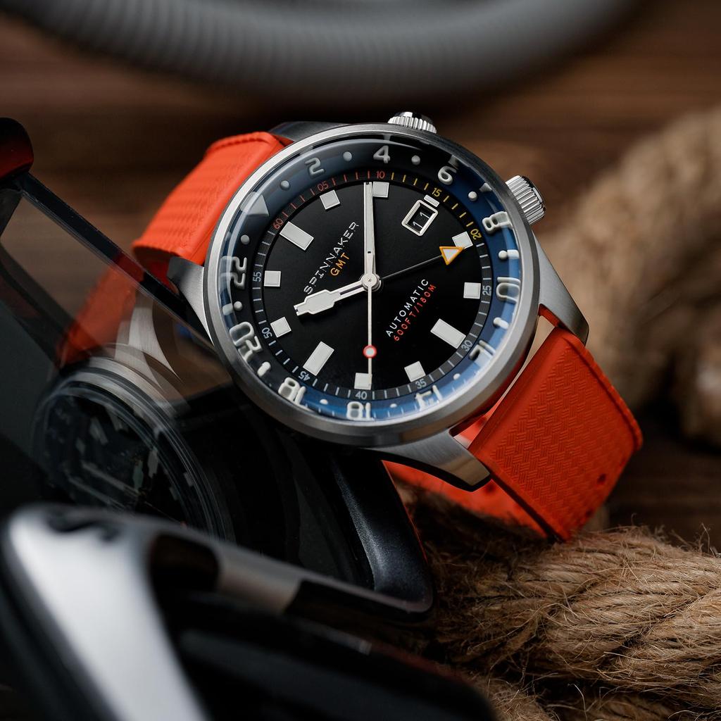 Bradner GMT Automatik Automatik 18 ATM Wasser Saphir Schwarz [SPINNAKER] Uhr, Aufzug, Beständig, Glas, Zifferblatt, SP-5121-66, Herren [Authentisch]