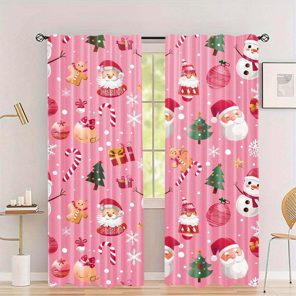 

Набор из 2 штук Мультяшные Санта Снеговик Рождественские шторы Полузатемняющие Теплоизоляция Дизайн с кулиской для комнаты Спальни Гостиной (W50cmxH130cm)x2&Grommet Top