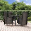 Vidaxl 5-Cz. Garden Furniture Set With Cushions, Black, Poly Rattan