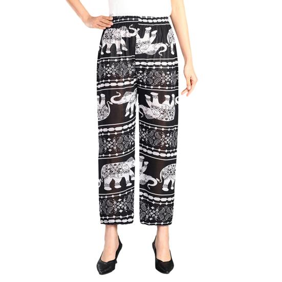 

Женские брюки с принтом слона, удобные широкие брюки с эластичной талией, брюки-палаццо для летнего пляжного отдыха